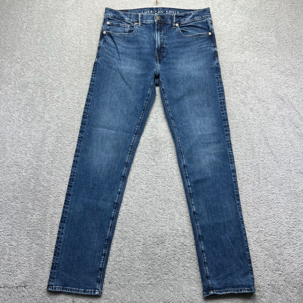 American Eagle Jeans Mens 32x36 Blue Original Straight Easyflex Recycled Cotton